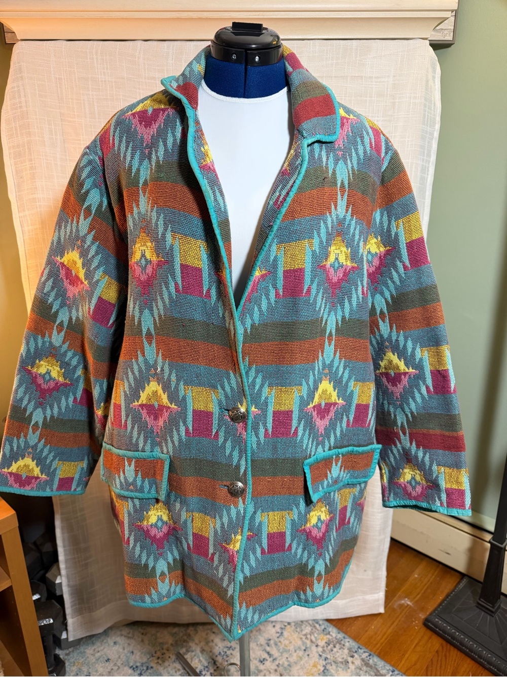 Bedford Fair Vintage Southwestern Aztec Tapestry Jacket Size 1X